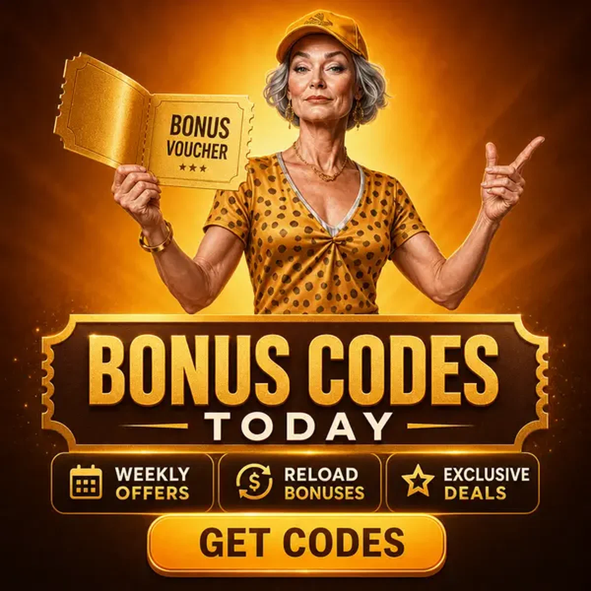 Le Coach tenant un bon doré avec les codes bonus Spingranny affichés en évidence