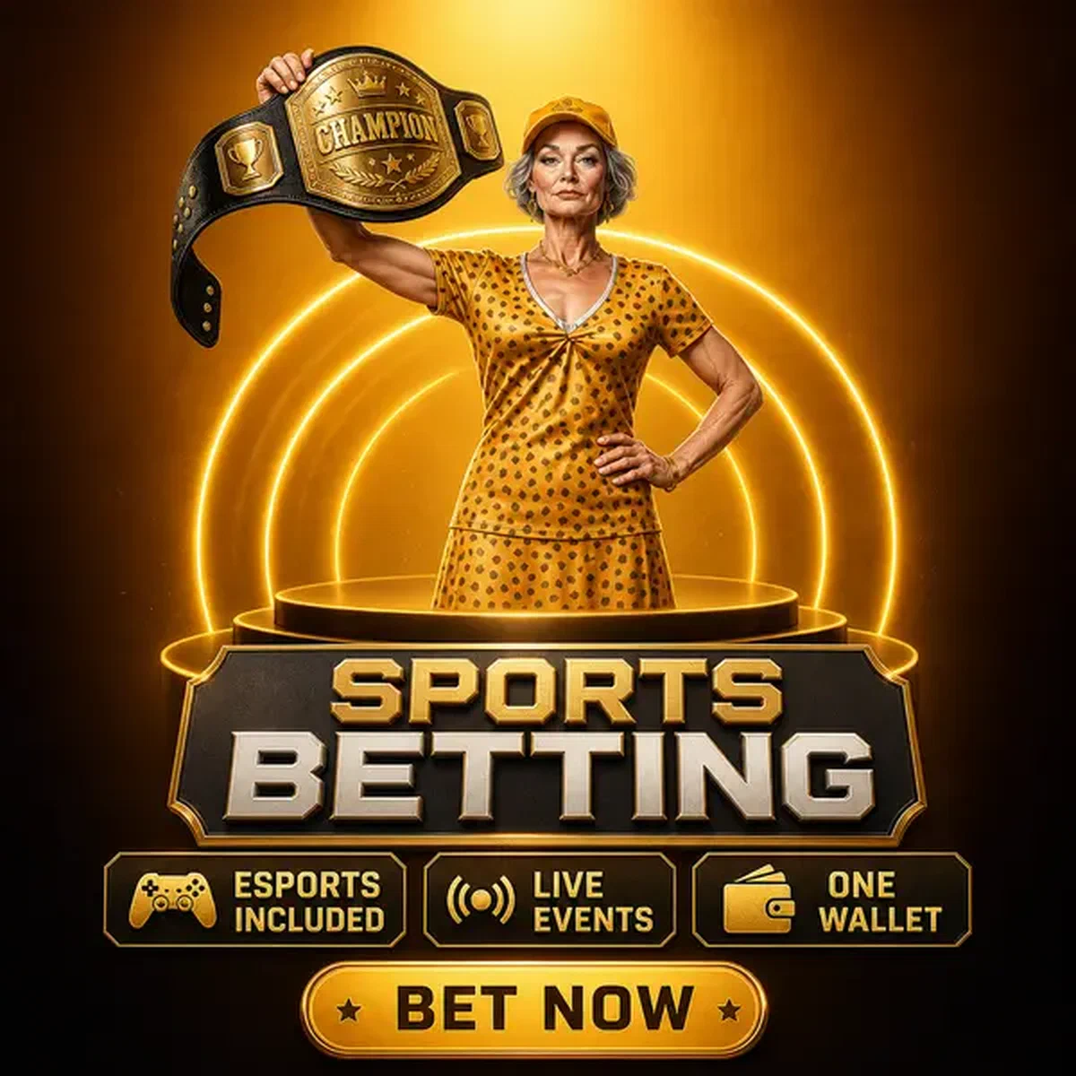 Coach confiant célèbre la victoire du championnat au podium du sportsbook Spingranny Sports Betting